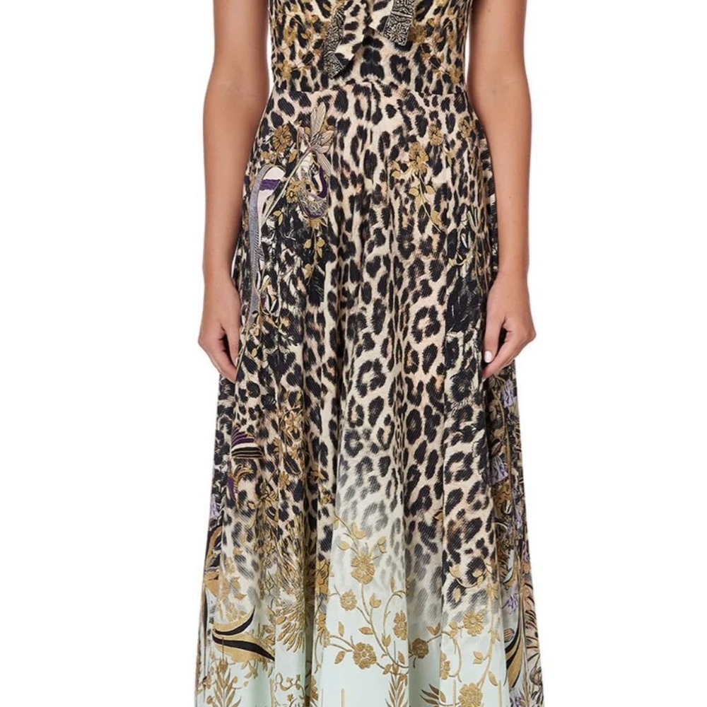 Camilla Brown and Black Midi Dress with Leopard Print - Picture 3 of 9